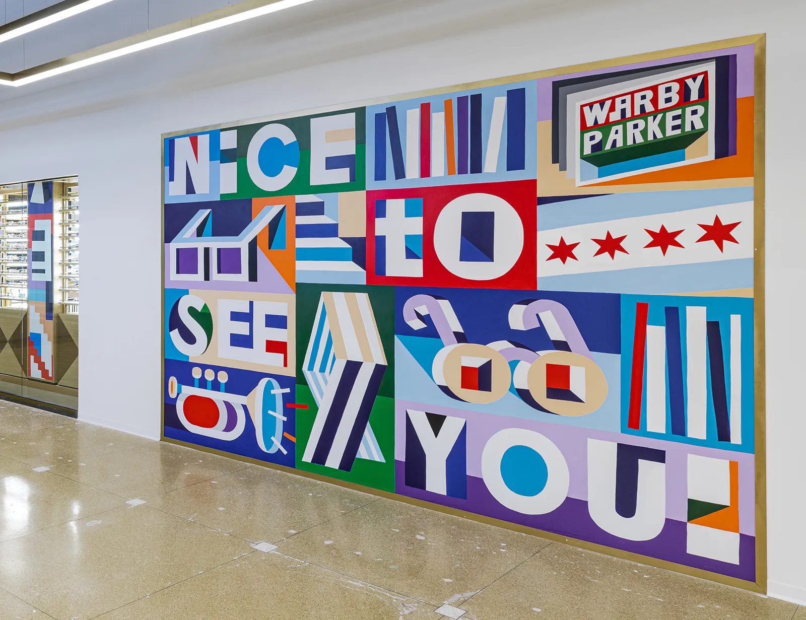 interior retail mural - hand painted - Chicago Illinois - The Loop