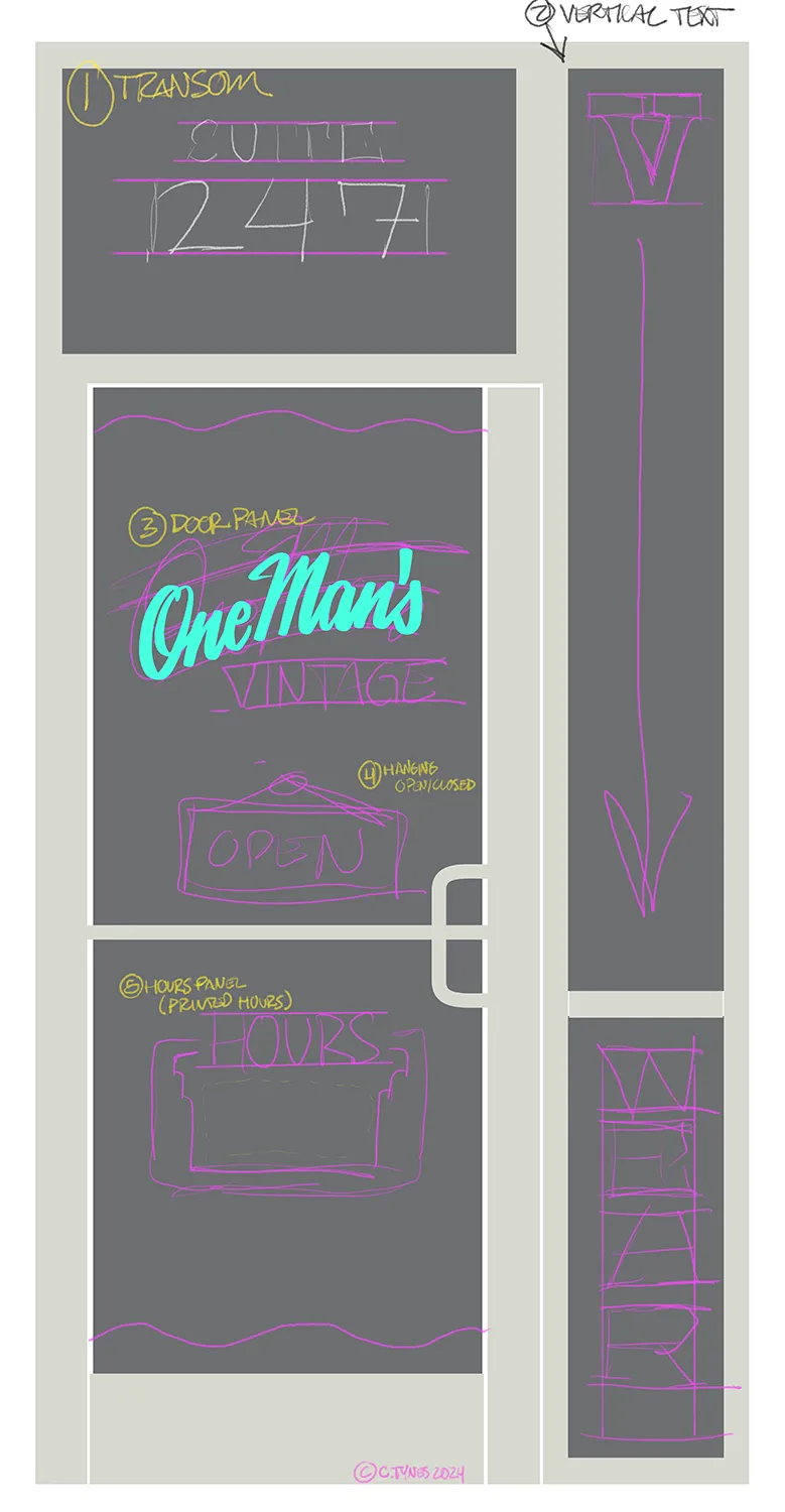 rough sketch - custom lettering - Tuscaloosa signs 