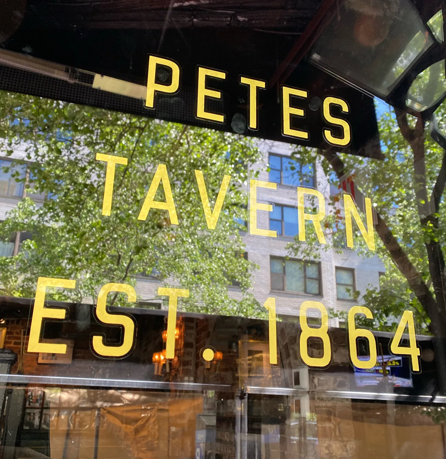 Custom Type - reverse glass gilding - surface gilding - Manhattan - Petes Tavern - Doug Aldrich